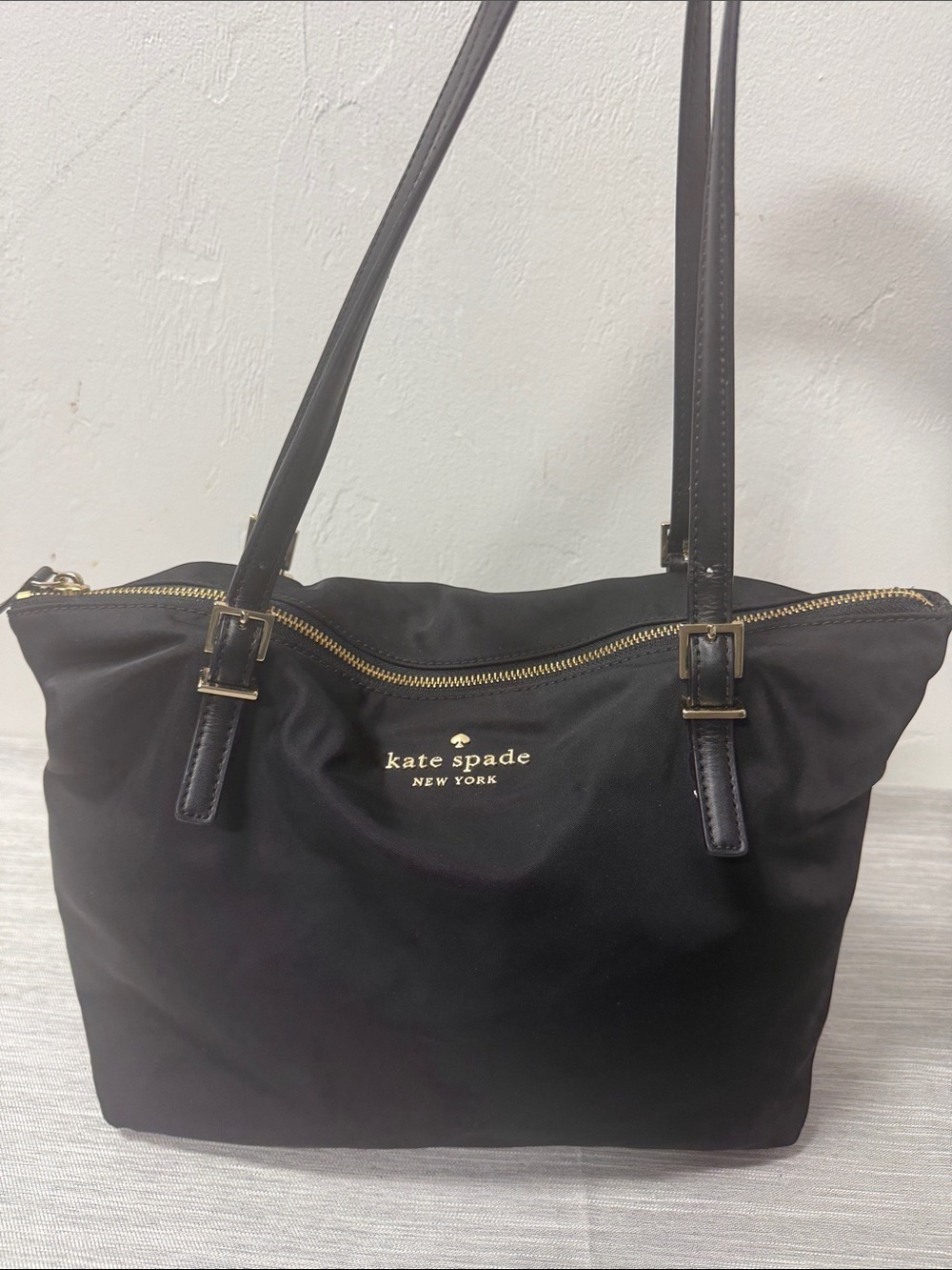 kate spade Black Nylon Tote with Gold Hardware